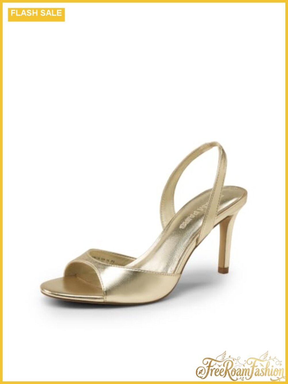 Women's Faux Leather Slingback Kitten Heel Sandals Round Toe Slip On
